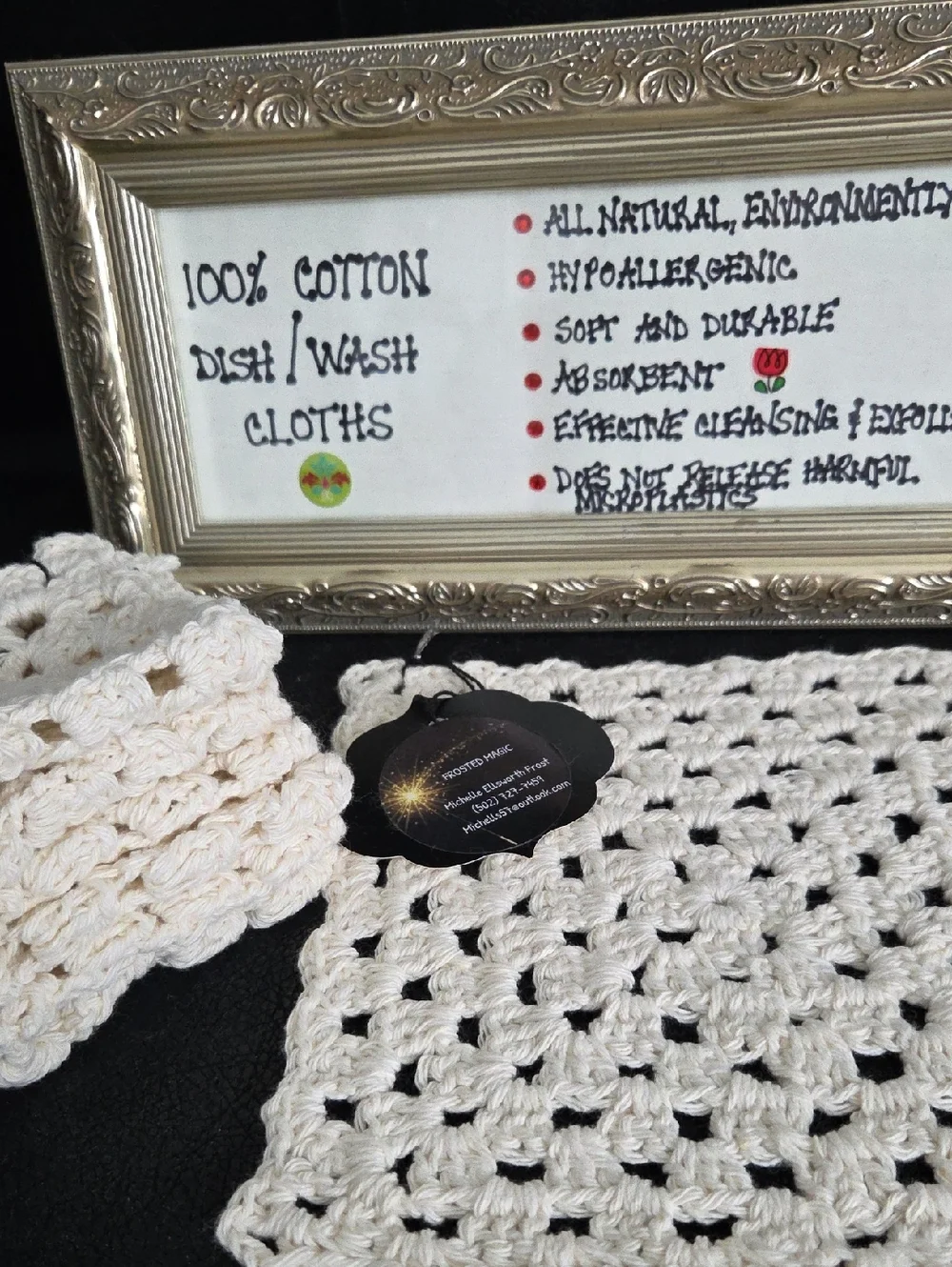 Handmade Crrocheted 100% Cotton Dish / Wash Cloths - Cream Set Of 4